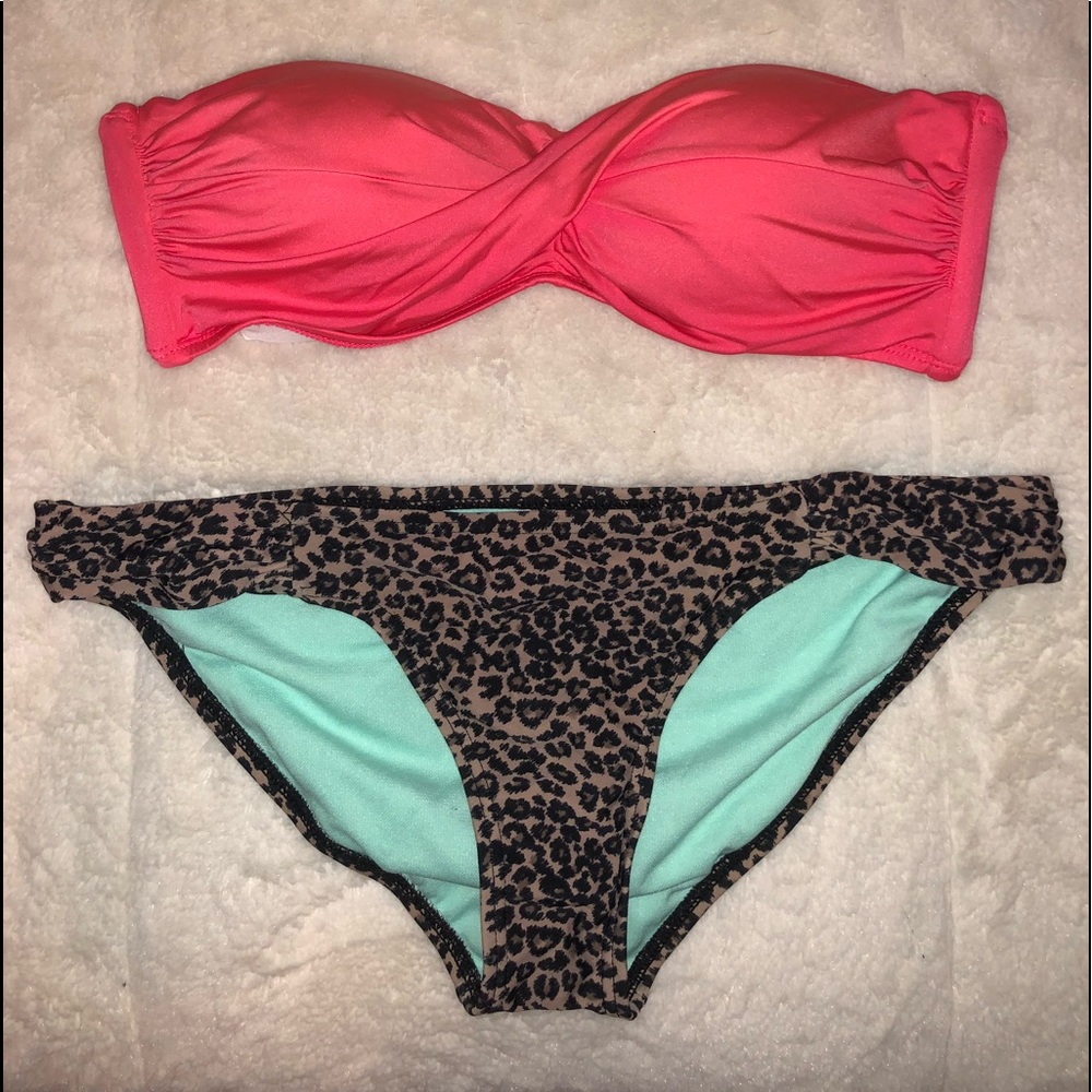 Cheetah/Coral Bikini Set
